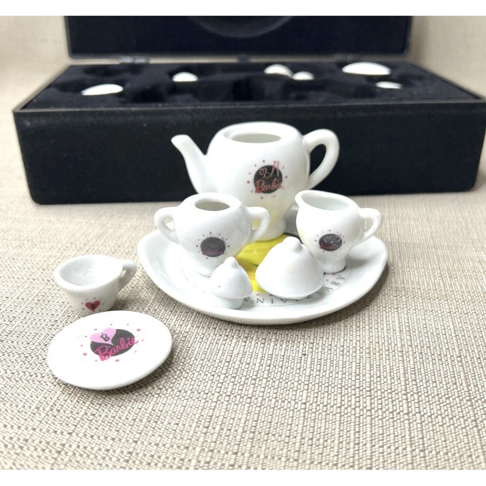 VINTAGE Barbie Miniature Nostalgic China Tea Set 35th Anniversary Teapot Dishes - Picture 6 of 6
